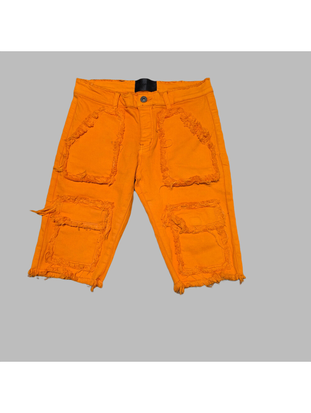 Valabasas Distressed Shorts Men Sz 30 Cargo Pockets Stretch Button Fly Orange